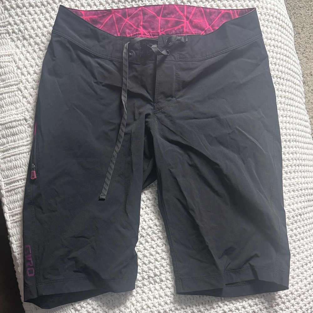Giro Women's Black Bike Shorts with Pink Lined Waist